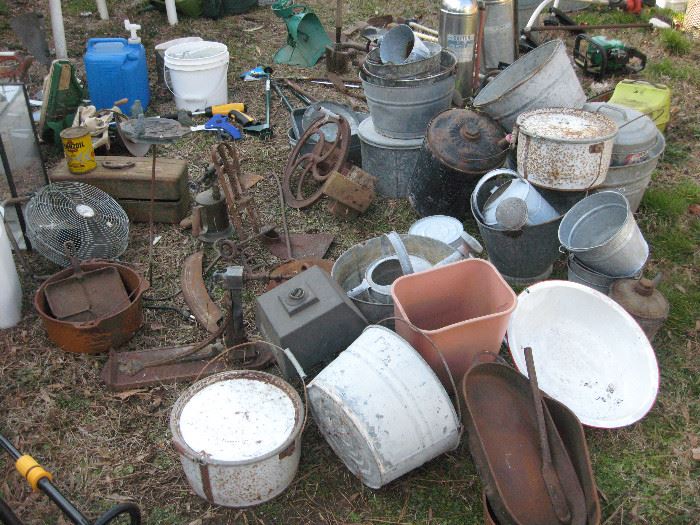 We're still pulling things out, but we've found a lot of galvanized steel items, and cast iron pots and old tools.