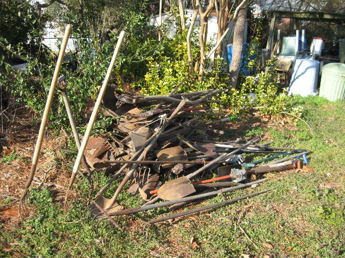 More to be pulled out, but a lot of old, and some new, yard tools.