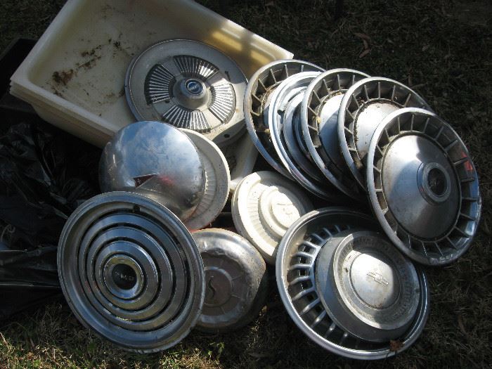 Vintage hubcaps.