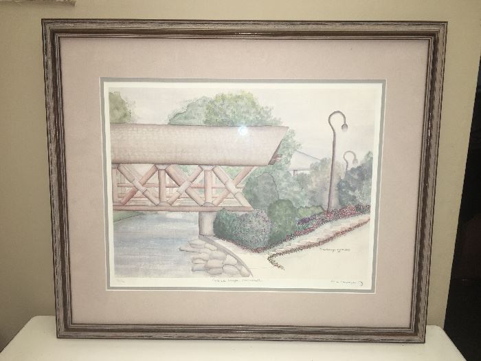 Naperville Riverwalk Signed Original Framed Watercolor