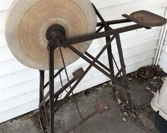 Antique Sharpening Stone Grinding Wheel~Pedal operated