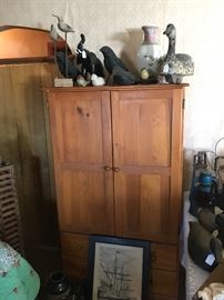 Wood Cabinet/Armoire~Paper Mache Black Crows~Duck Decoy