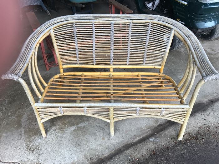 Vintage Bamboo Love Seat