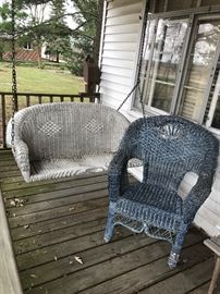 Vintage Outdoor Wicker Swing,  Wicker Chair