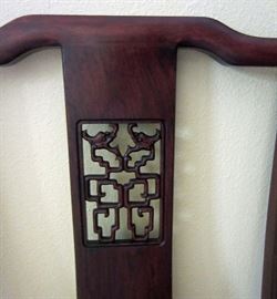 Back detail of rosewood side chair