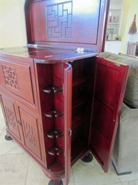 Rosewood bar cabinet other side with same doors open