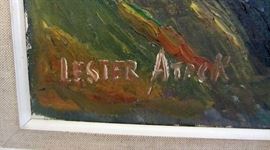 Artists signature on shoreline oil