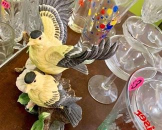 Barware and a bird figurine