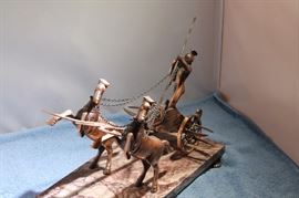 BRASS ON MARBLE CHARIOT