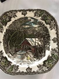 Johnson Brothers 
Christmas Villages 
Covered bridge scene 
8 salad Plates 