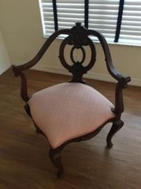 Antique Pink Corner Chair https://ctbids.com/#!/description/share/119792