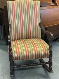 Fabric and wood Stripped Rocking chair