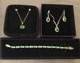 Stauer Sterling Silver with Gold Plated Necklace Sets and Bracelet