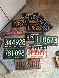 Vintage tin metal license plates