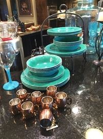 Turquoise Non Breakable Dinnerware Copper Mini Mule Cups