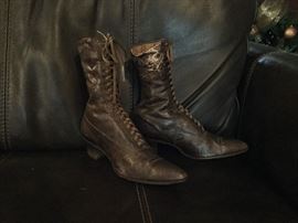 Ladies Victorian Leather Lace Up Boots Steampunk