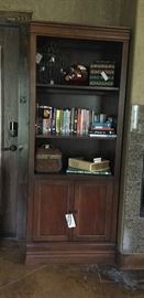 Tall mahogany bookcase with storage.  One of two of a matching pair.