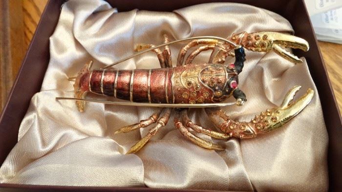 LOBSTER ENAMEL TRINKET BOX