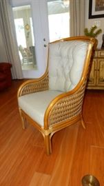 CUSTOM RATTAN UPHOLSTERED CHAIR