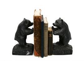VINTAGE STANDING BLACK BEAR BOOKENDS
