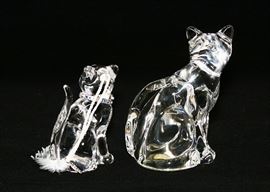 LENOX CRYSTAL CAT FIGURINE & 2000 CAT ORNAMENT