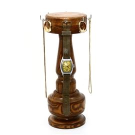 ANTIQUE 1935 TURNED WOOD JEWELRY DISPLAY HOLDER jewelry is not included