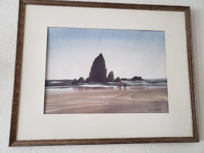 Original Framed Watercolor by Jerry Becker. Nice.