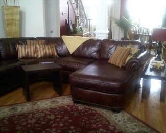 Leather Sectional Couch with Chaise