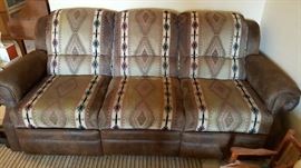 seven ft. sofa, deep seats, reclines on both ends.