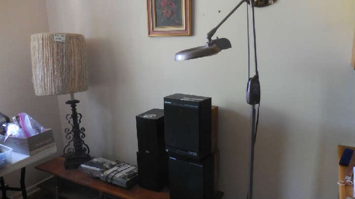 lamp, speakers, work shop lamp with magnifier, etc.