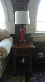 One of a pair all wood end tables.