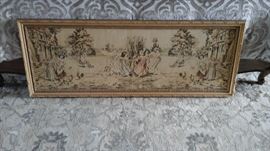 Antique framed tapestry.