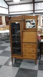 Antique oak drop front secretary bookcase.