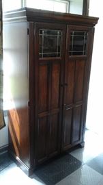 Mission style computer cabinet.