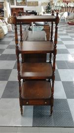 Theodore Alexander etagere with leather tops