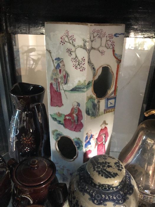 Chinese antique hat stand Vase - Ching Dynasty - Famille Rose