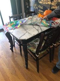 Marble top table with 4 chairs