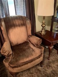 Pair of Chocolate Wing Back Chairs  Great Condition