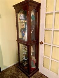 Two matching lighted display cabinets Madam Alexander Dolls
