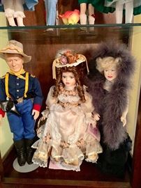 John Wayne, Mae West and Queen Ann Dolls