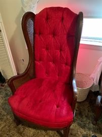 Great Condition Red Cane Wing Back Chair! So Mid Century!