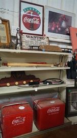 Coke, bats, sports items