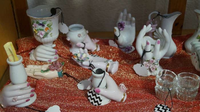 Lefton and other hand figurines