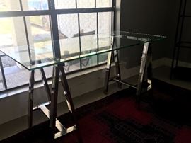 Chrome and glass desk