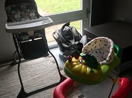 Chicco carseat, foldable highchair and like new walker