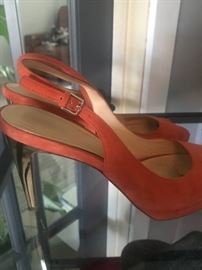 Cole Haan Women's orange suede and gold heel size 8