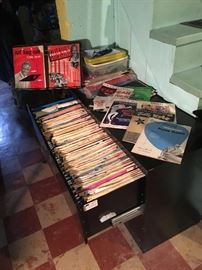 Sheet music - hundreds of rare jazz and theater scores from the 40s through the 70s.  Purchase one or the entire collection with the file cabinet.