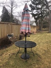 Patio table and umbrella