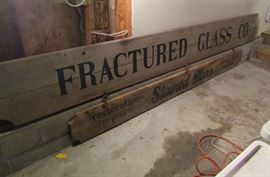 Large Vintage Wooden Traverse City Glass Sign