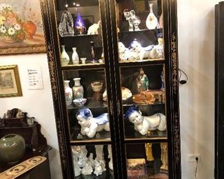 Mystique Asian Chinoiserie Curio Display Cabinet, filled with treasures